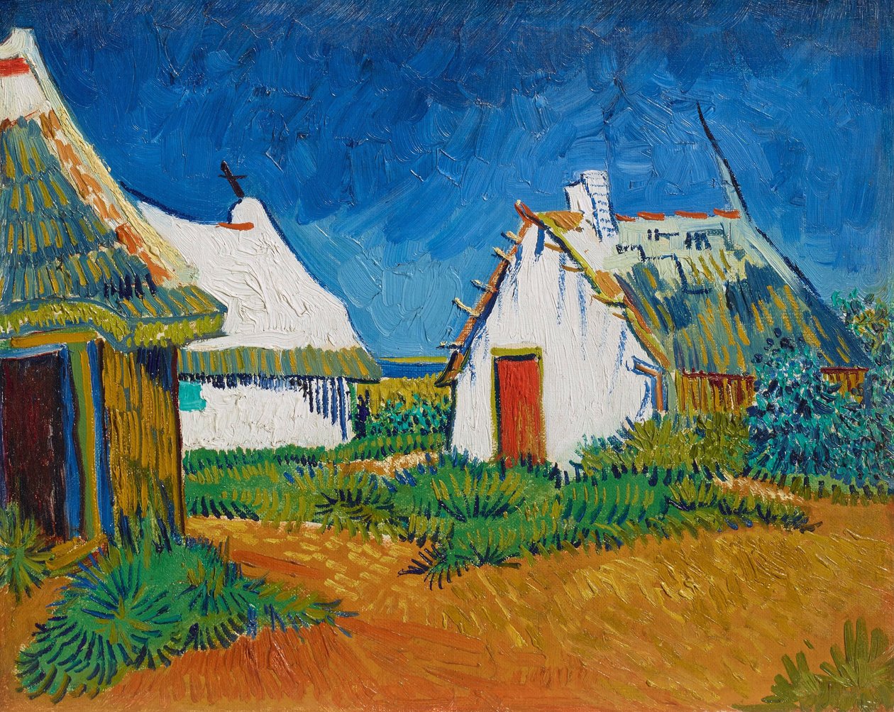 Drei weiße Häuser in Saintes-Maries von Vincent van Gogh