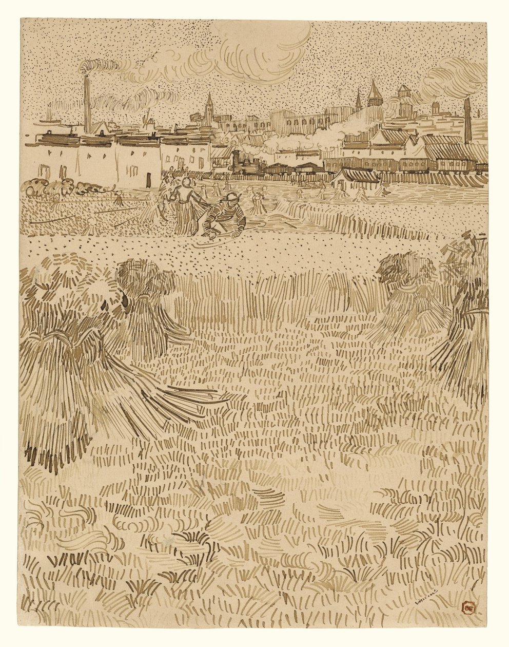 Blick von den Weizenfeldern von Vincent van Gogh