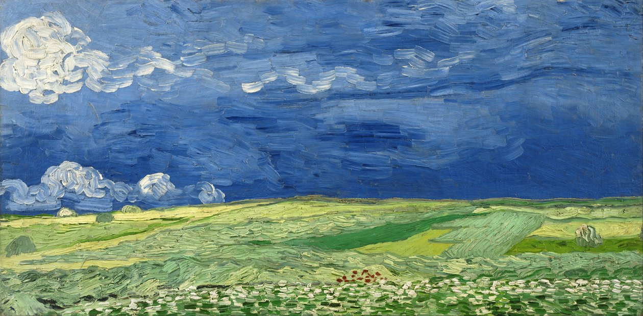 Weizenfeld unter Gewitterwolken von Vincent van Gogh