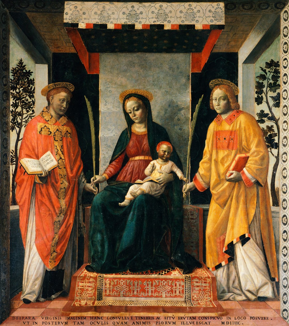 Madonna mit Kind zwischen St. Faustinus und St. Jovita, von Vincenzo Foppa von Vincenzo Foppa