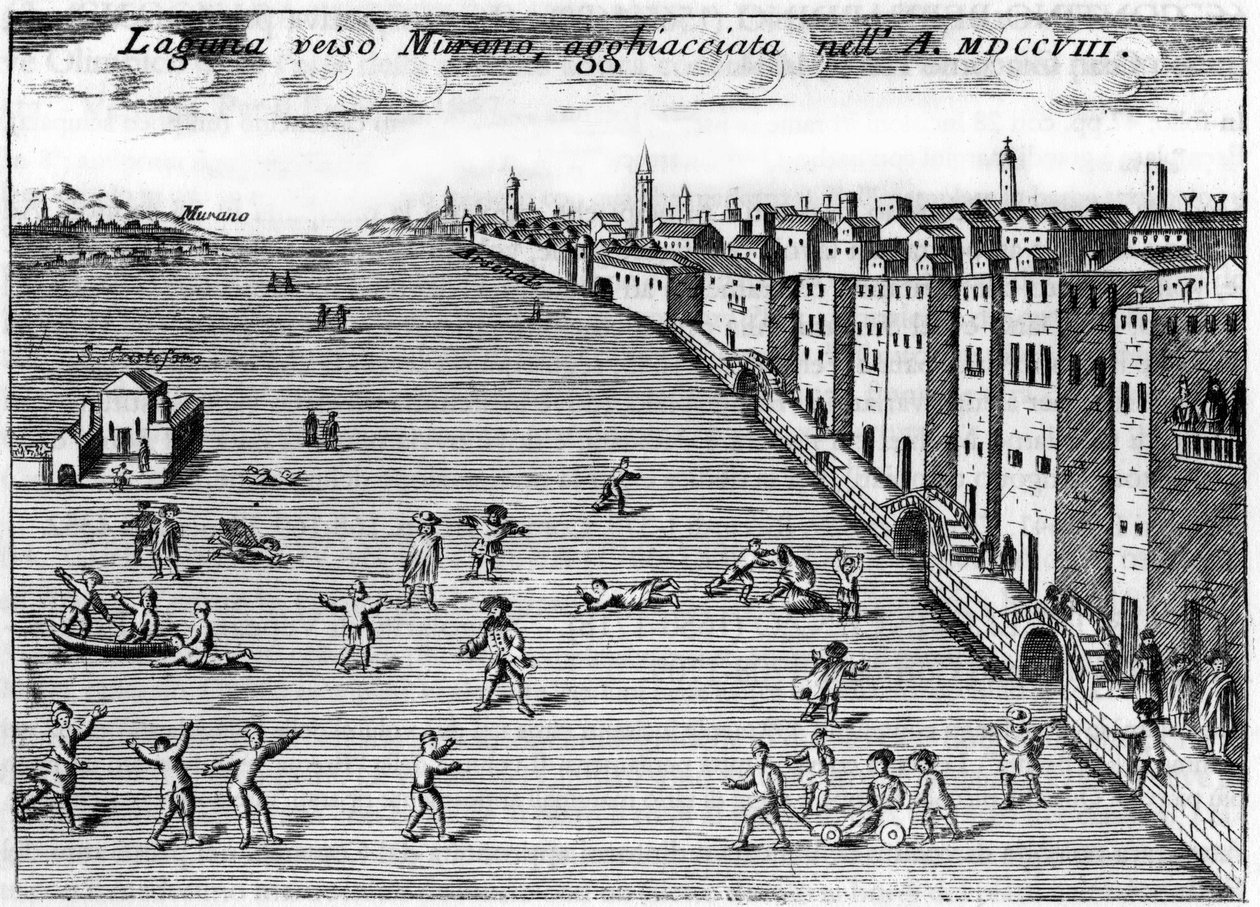 Venedig, Italien. Die Lagune in Richtung Murano im Jahr 1708 in „Singolarita di Venezia“ von Vincenzo Coronelli (1650-1718) von Vincenzo Maria Coronelli