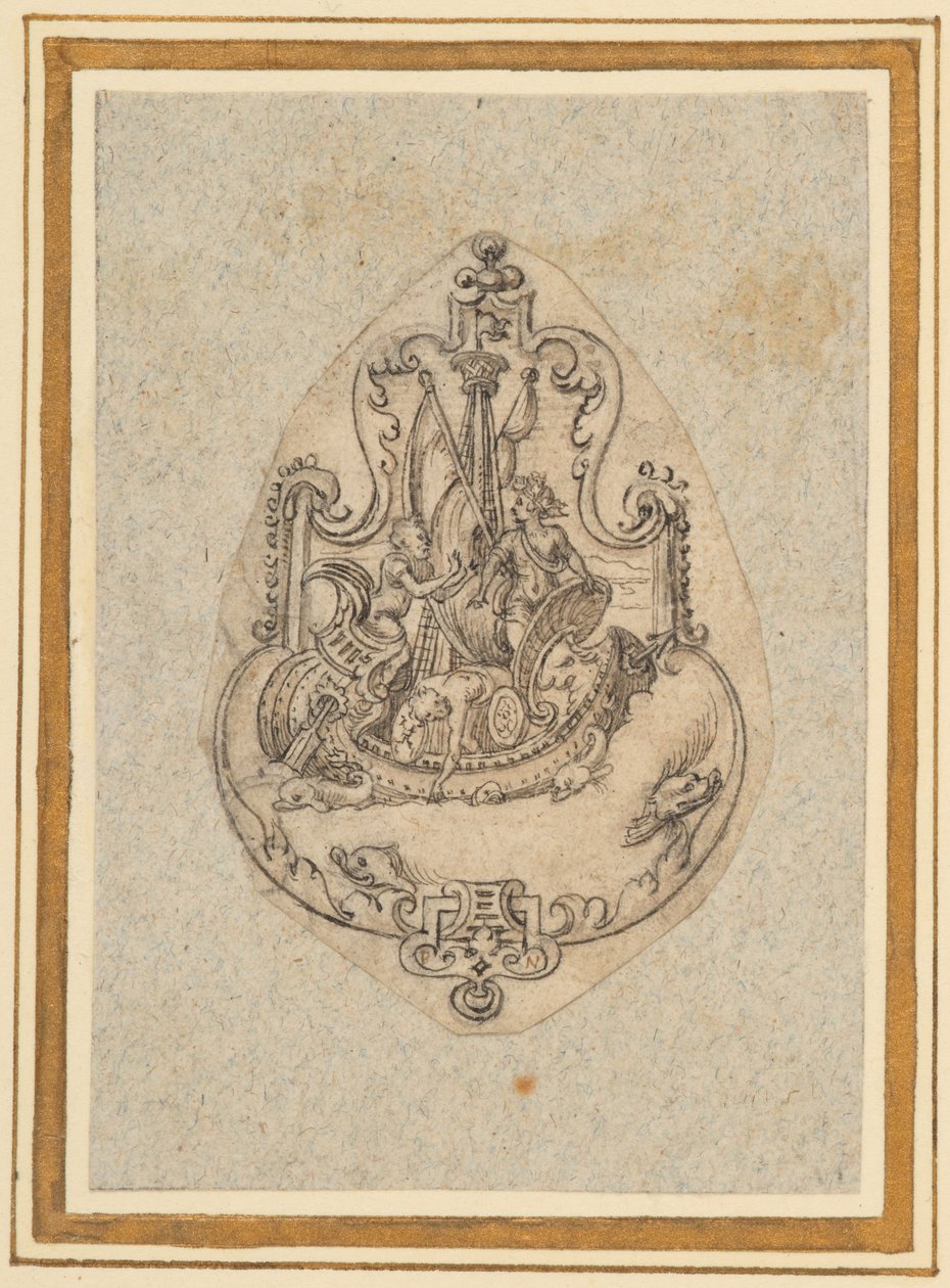Entwurf für ein Anhänger, der Bacchus auf See darstellt von Virgilius the elder Solis