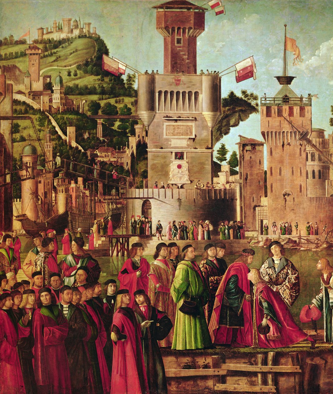 Treffen von Etherius und Ursula und die Abreise der Pilger, aus dem St. Ursula-Zyklus, um 1490-96 (Detail) von Vittore Carpaccio