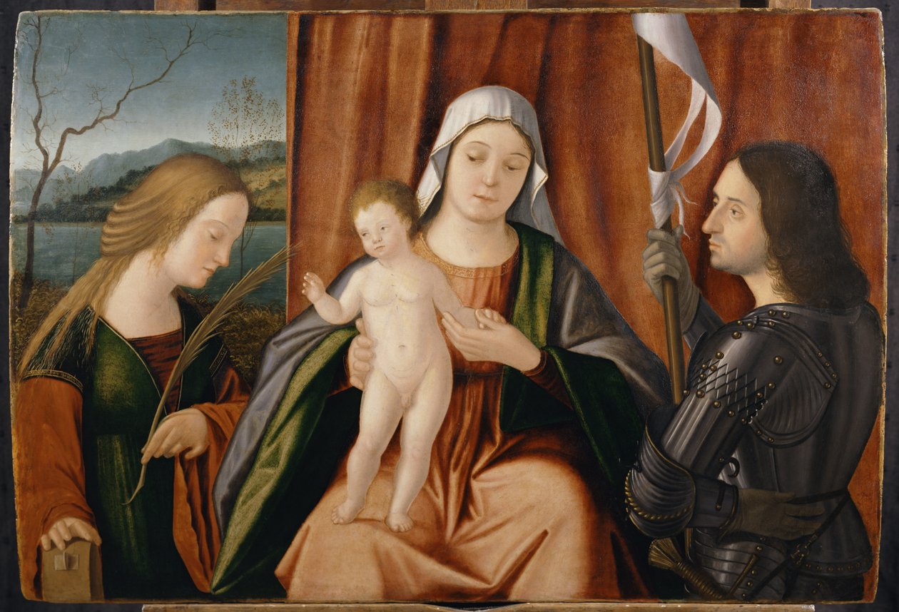 Madonna mit Kind und den Heiligen Katharina von Alexandria und entweder Georg oder Liberale von Vittore Carpaccio
