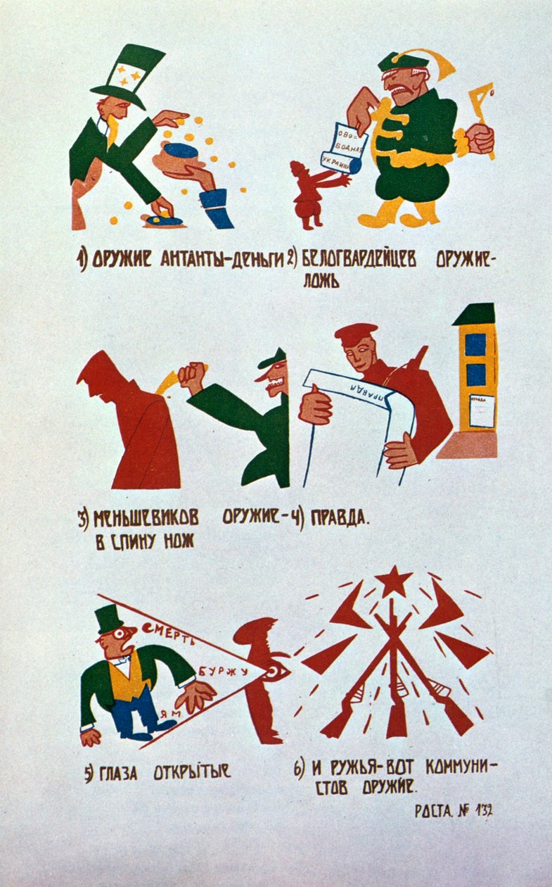 Karikatur gegen die Monarchisten, Okna Rosta, 1920 von Vladimir Mayakovsky