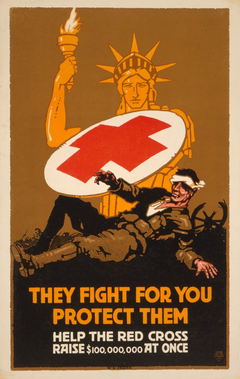 Spendenplakat für das Rote Kreuz, veröffentlicht 1917 von W. G. Sesser