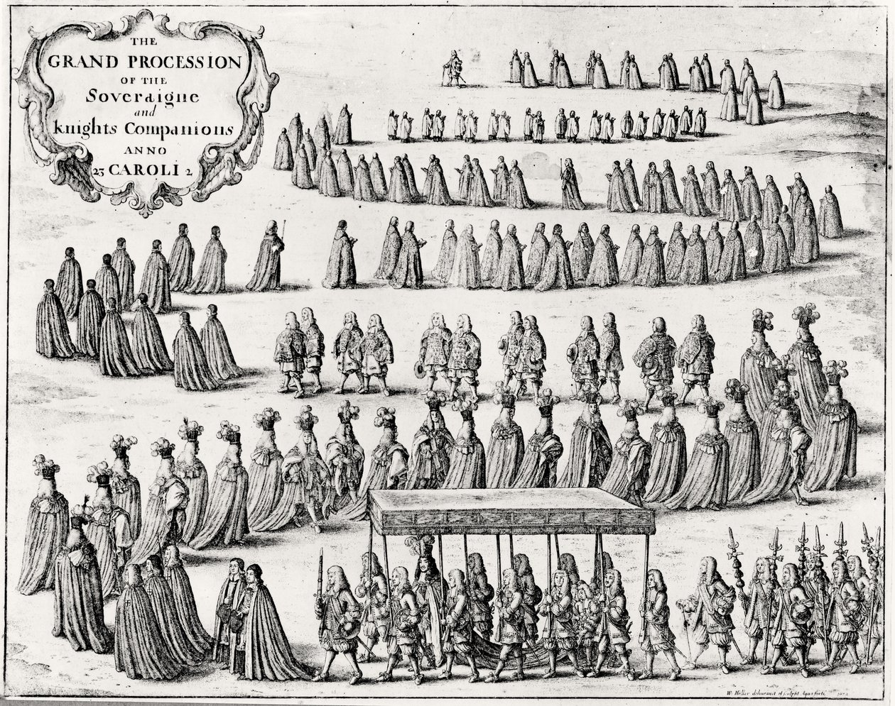 Die große Prozession des Souveräns und der Rittergefährten, 1672 von W Hollan