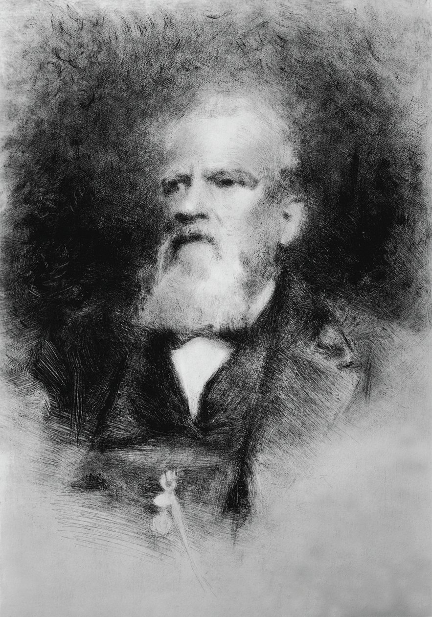 Porträt von Alberto Mazzucato (1813-1877), italienischer Komponist, Radierung von John Ward Dunsmore
