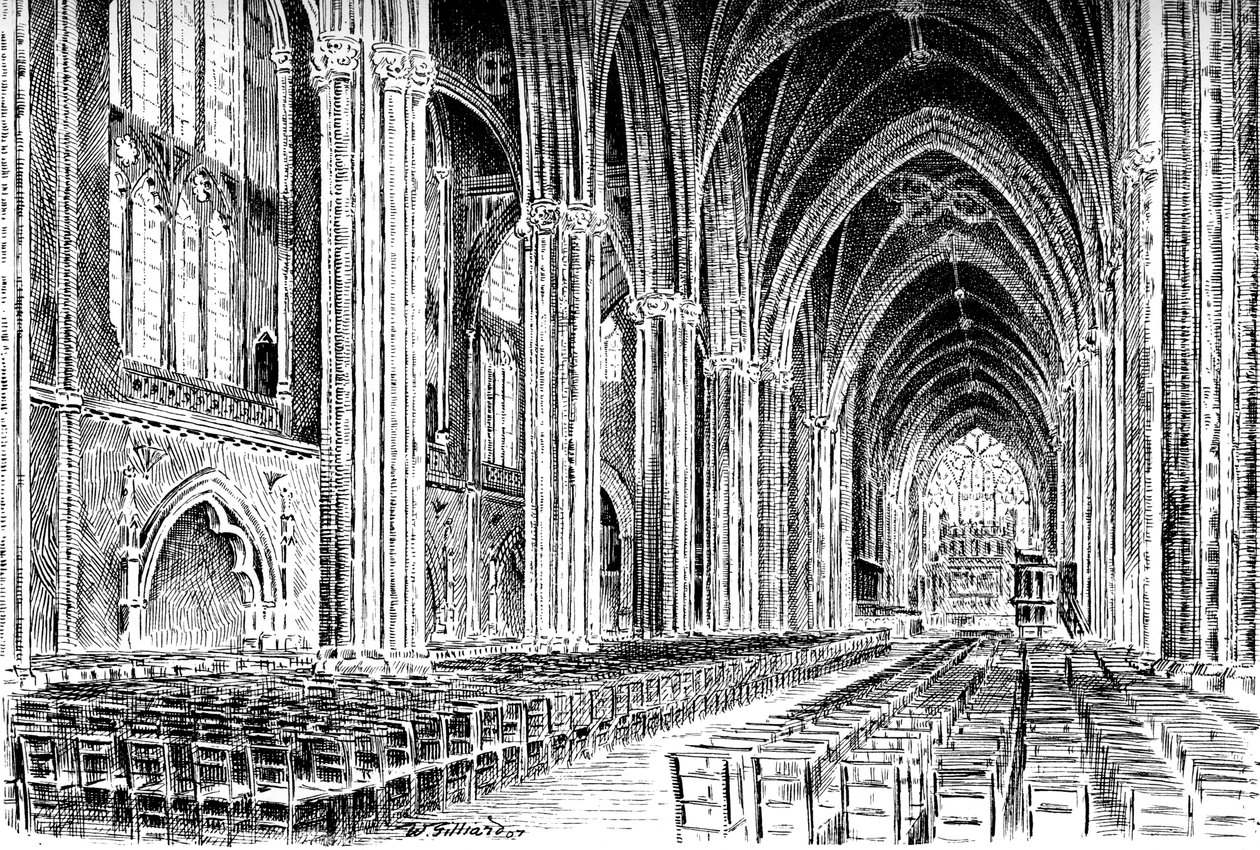 Innenraum der Kathedrale von Bristol von W. Gilliard
