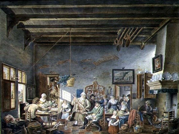 Eine niederländische Tavernen-Innenansicht (nach einem Gemälde von Johannes Petrus van Horstock) 1824 von W. Jansens