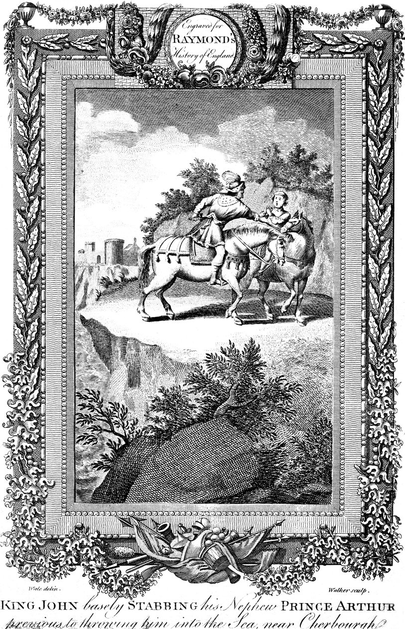 König Johann 1167-1216 ersticht seinen Neffen Prinz Arthur, 19. Jahrhundert von Walker