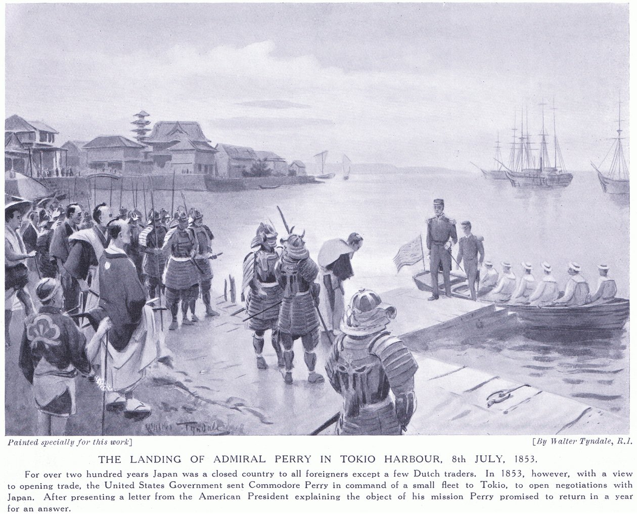 Die Landung von Admiral Perry im Hafen von Tokio 1853 von Walter Frederick Roofe Tyndale