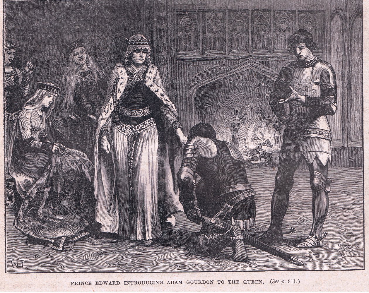 Prinz Edward stellt AD am Gourdon der Königin vor, AD 1270 von Walter Paget