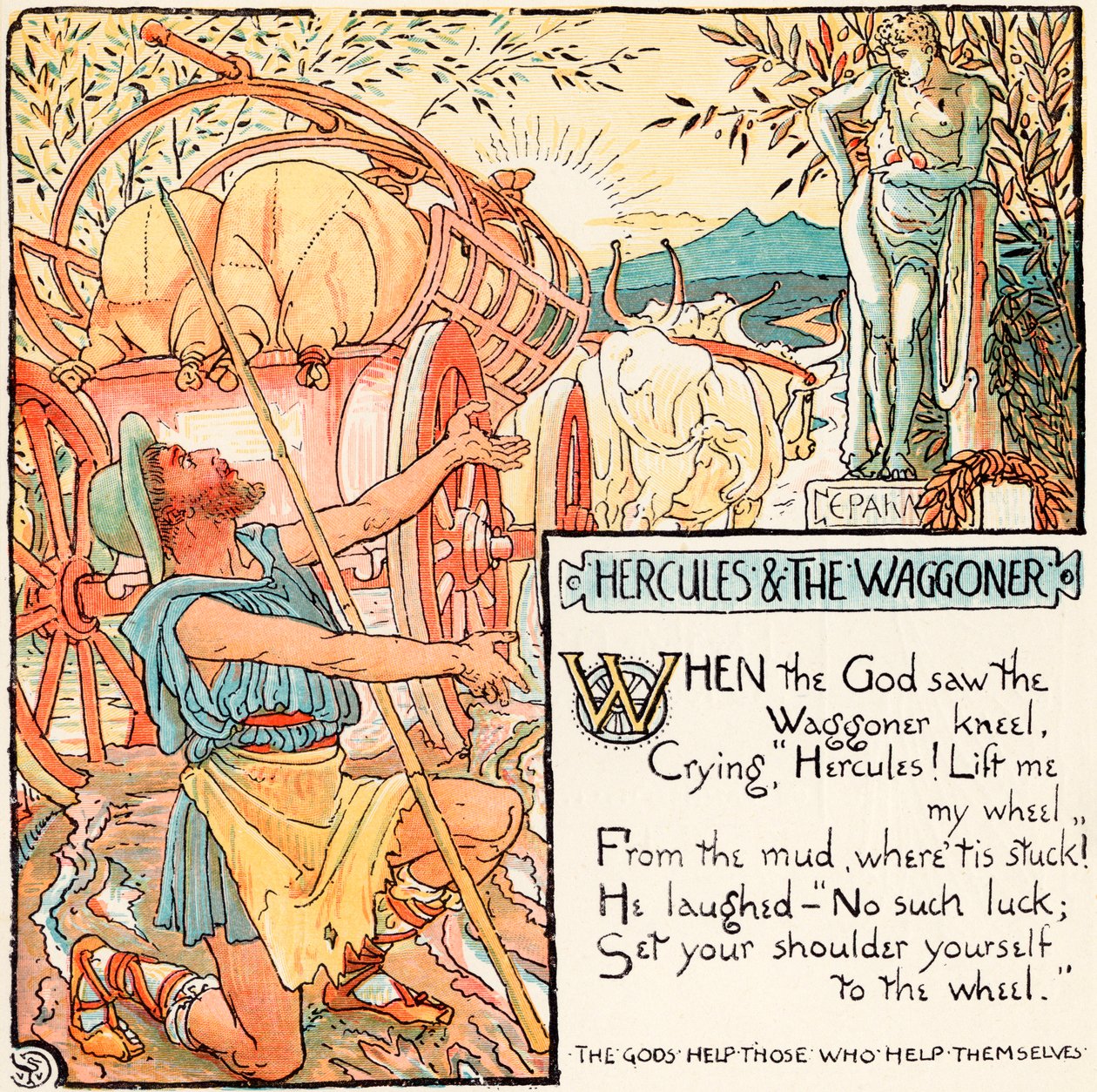 Herkules und der Fuhrmann, Illustration aus 