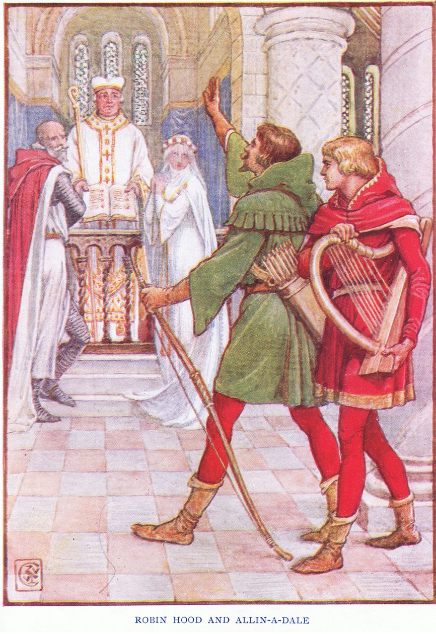 Robin Hood und Alan-a-Dale, ca. 1920 von Walter Crane