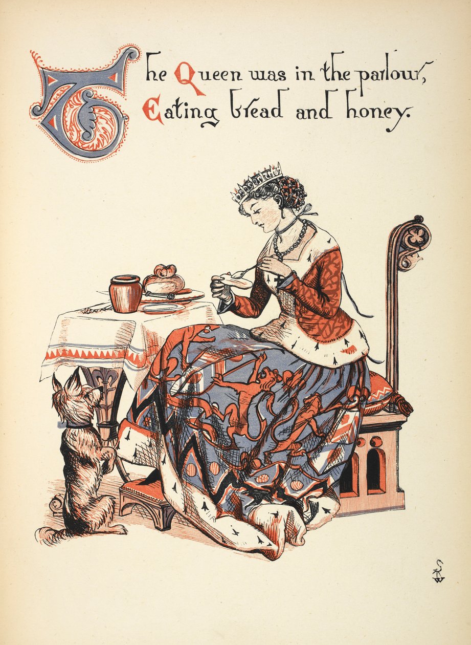 Die Königin war im Salon und aß Brot und Honig. von Walter Crane