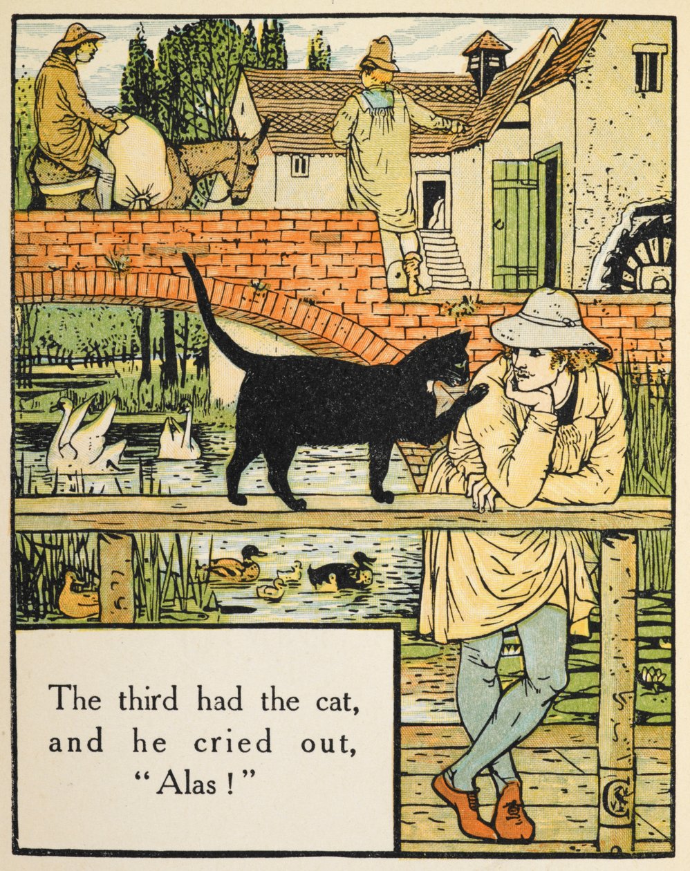 Der dritte hatte die Katze und rief: "Ach!". Der Müllerssohn und seine Katze von Walter Crane