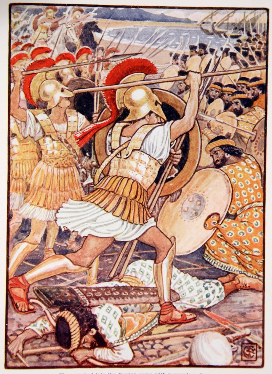 Sie stürzten sich mit gewaltiger Kraft in die persische Armee, Illustration aus 