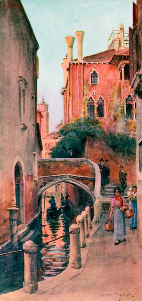 Ein Kanal in Venedig (Farblithografie) von Walter Frederick Roofe Tyndale