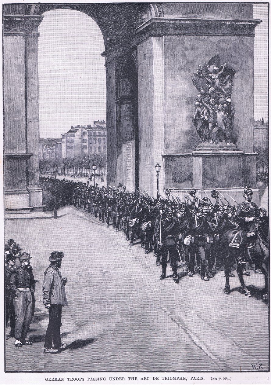 Deutsche Truppen marschieren unter dem Arc de Triomphe 1871 n. Chr. von Walter Paget