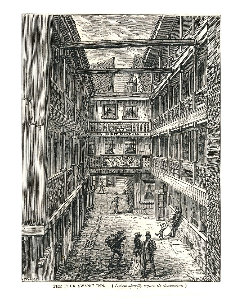 Das Gasthaus Die Vier Schwäne kurz vor dem Abriss, 1878 von Walter Thornbury