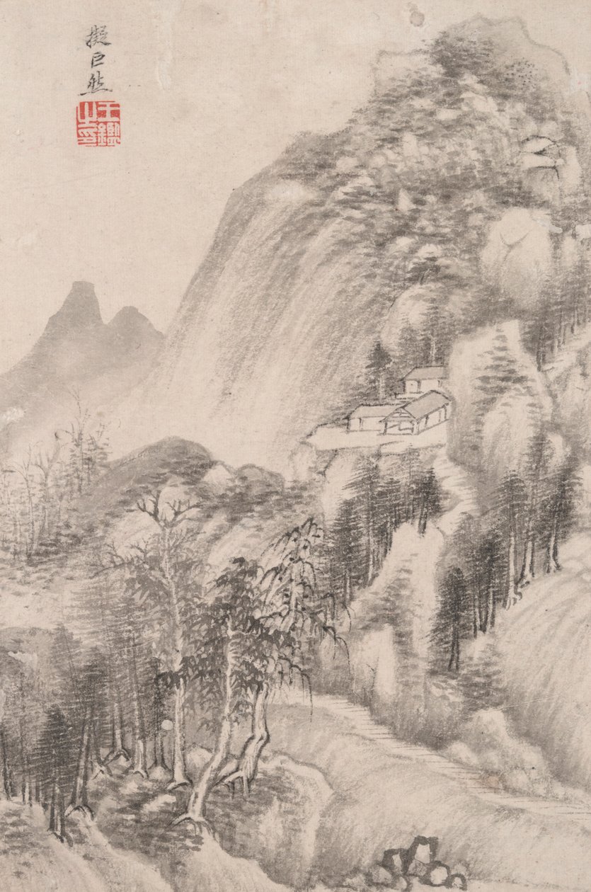 Landschaft im Stil verschiedener alter Meister: Landschaft nach Juran (aktiv im 10. Jahrhundert n. Chr.) von Wang Jian
