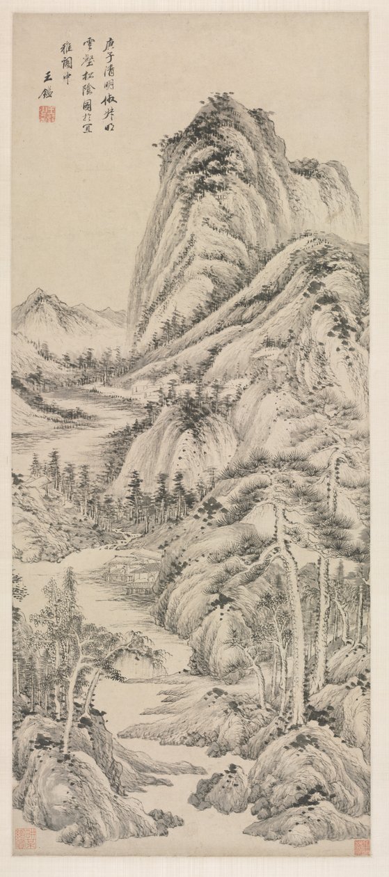 Schatten der Kiefern in einem wolkigen Tal, 1660 von Wang Jian
