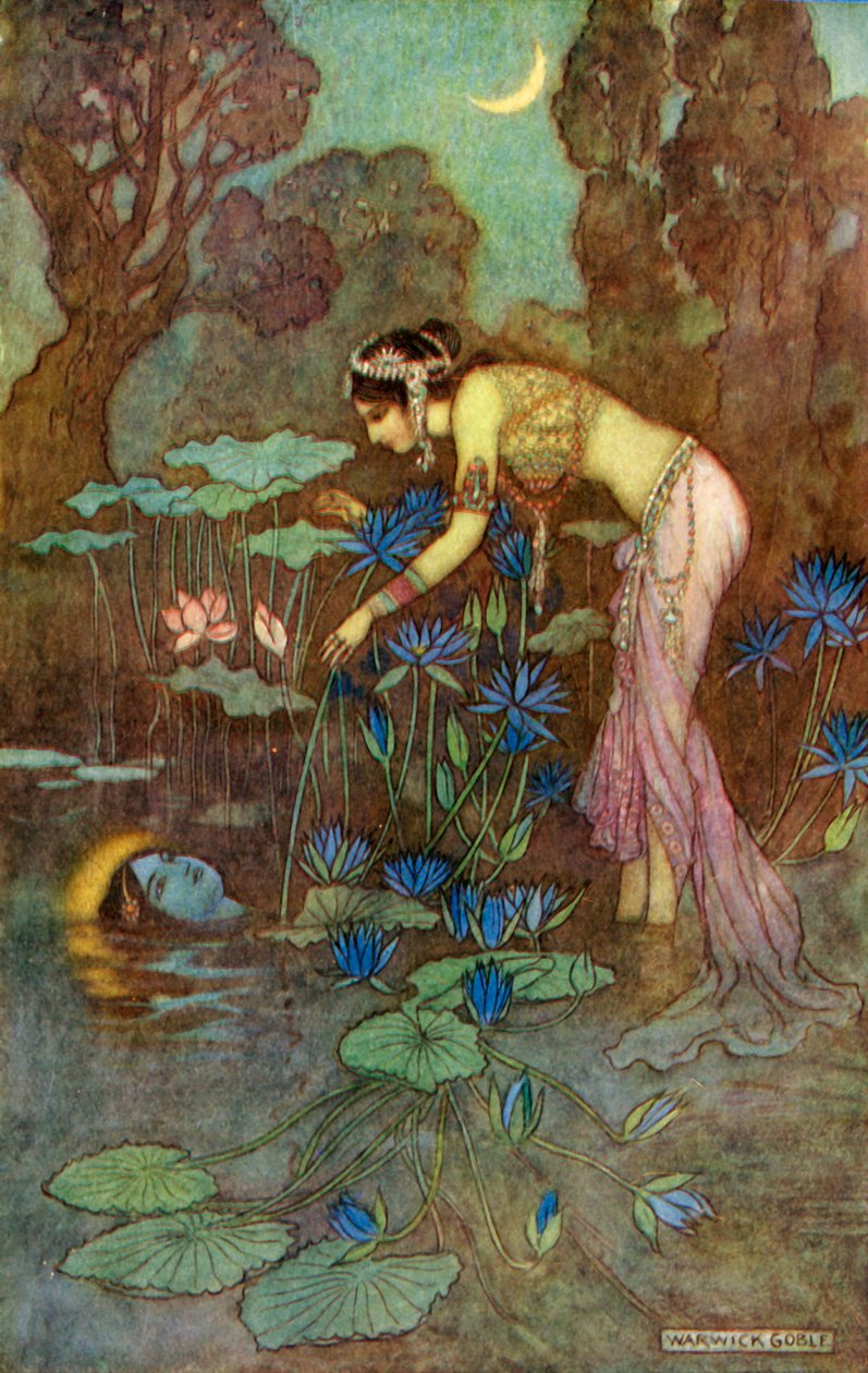 Sita findet Rama unter Lotusblüten, 1913 von Warwick Goble