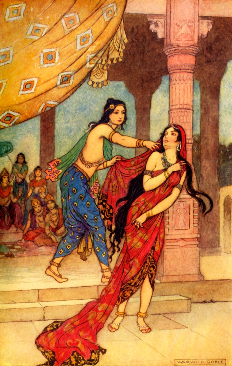 Die Prüfung der Königin Draupadi, 1913 von Warwick Goble