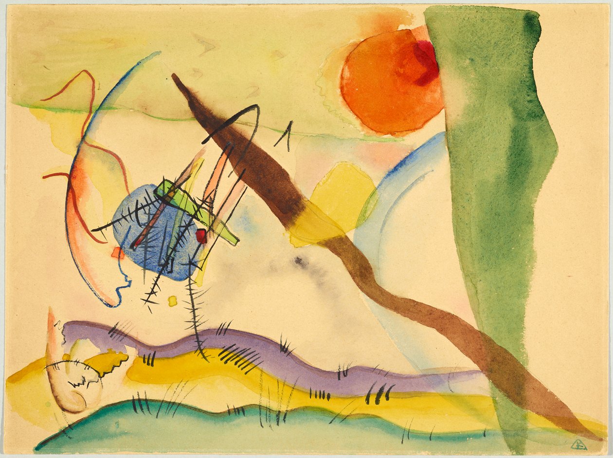 Aquarell mit grünen Randzonen von Wassily Kandinsky