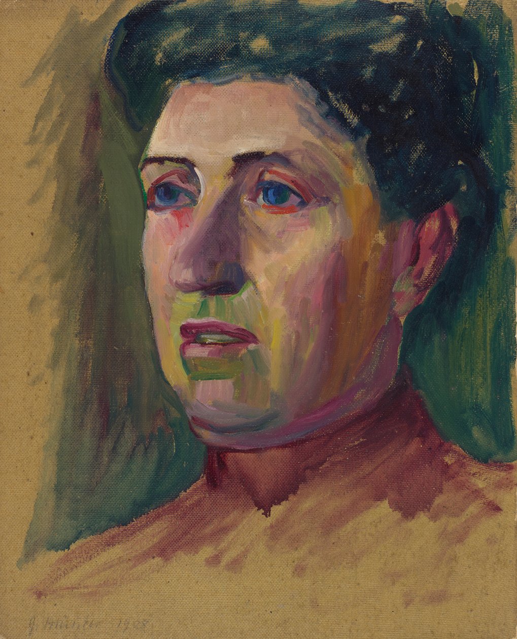 Beidseitig bemalt: 1. Kopf, nur das Gesicht in Farben ausgeführt; 2. Weiblicher Kopf von Wassily Kandinsky, Gabriele Münter von Wassily Kandinsky