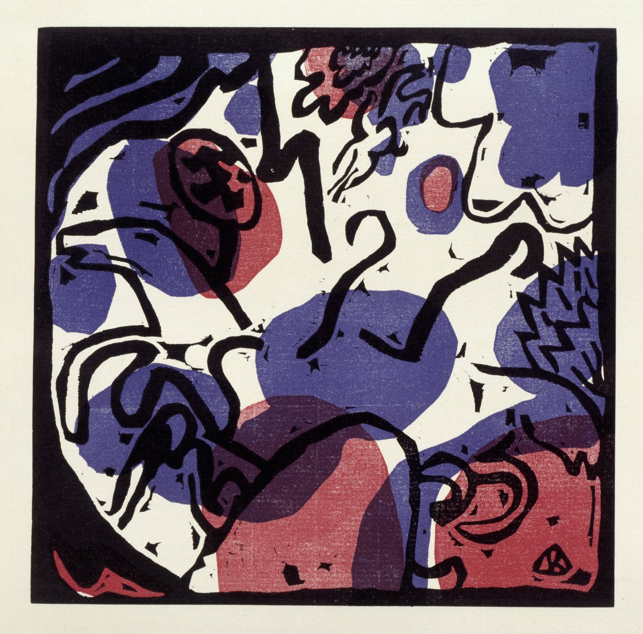 Drei Reiter in Rot, Blau und Schwarz (Illustration 20 aus: "Klänge", Einzelblatt) von Wassily Kandinsky