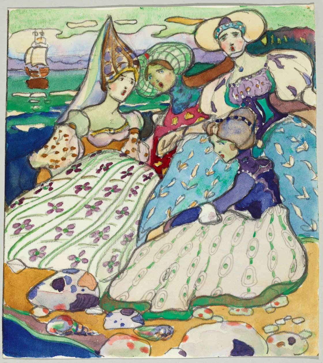 Mädchengruppe am Strand von Wassily Kandinsky