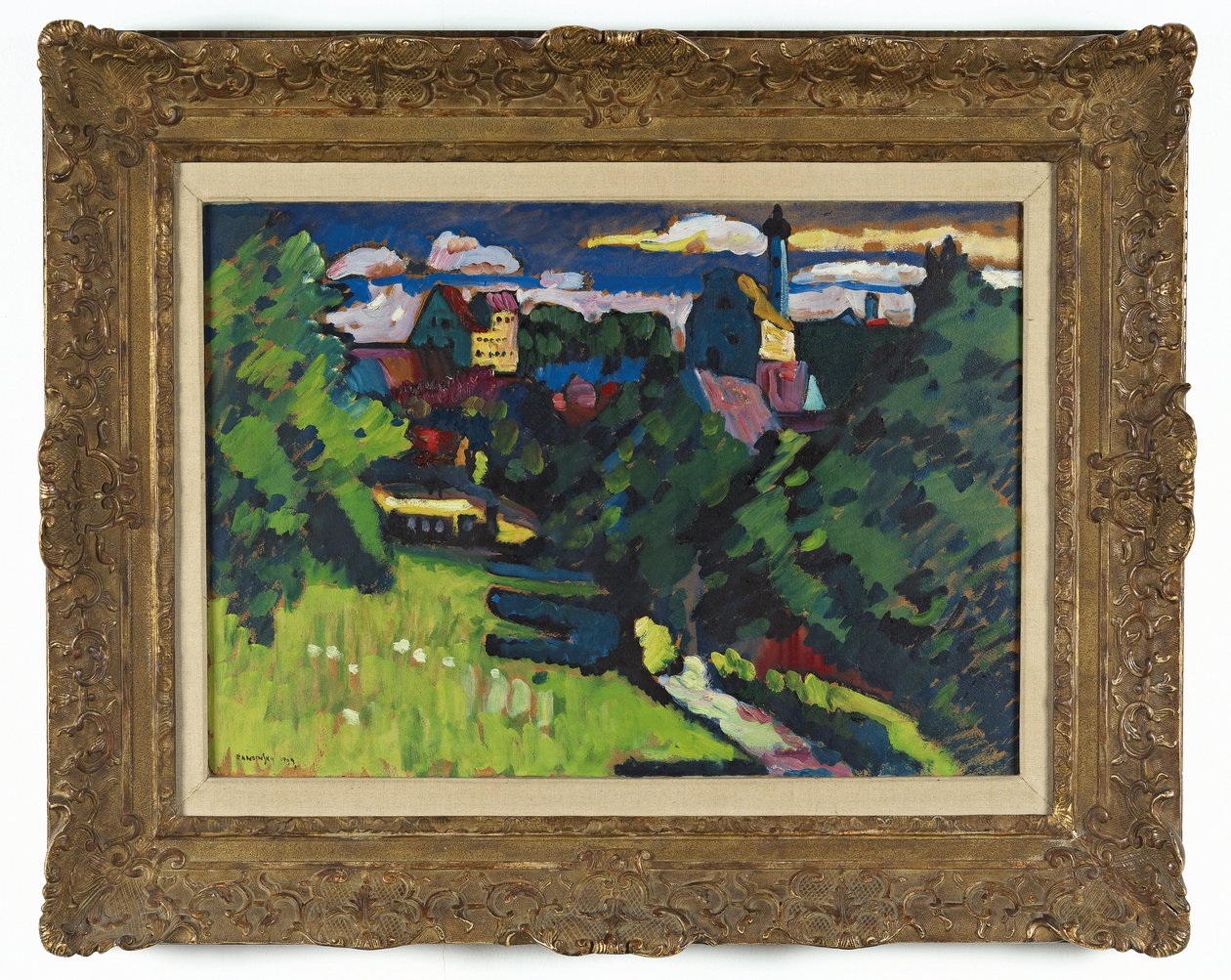 Murnau - Blick mit Schloss, Kirche und Eisenbahn von Wassily Kandinsky
