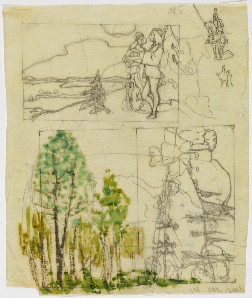 Skizzenblatt mit mittelalterlichen Themen von Wassily Kandinsky