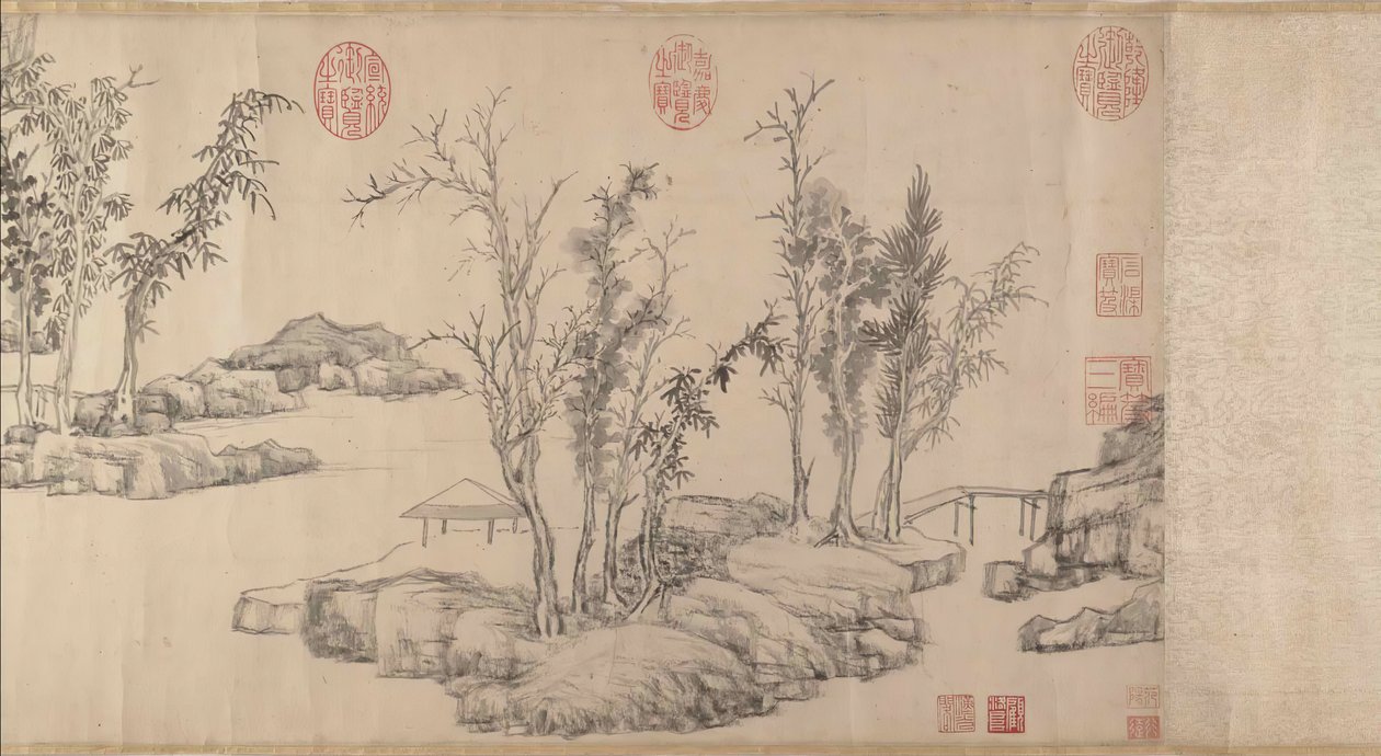 Sommerresidenz im östlichen Hain, datierbar vor 1515 von Wen Zhengming