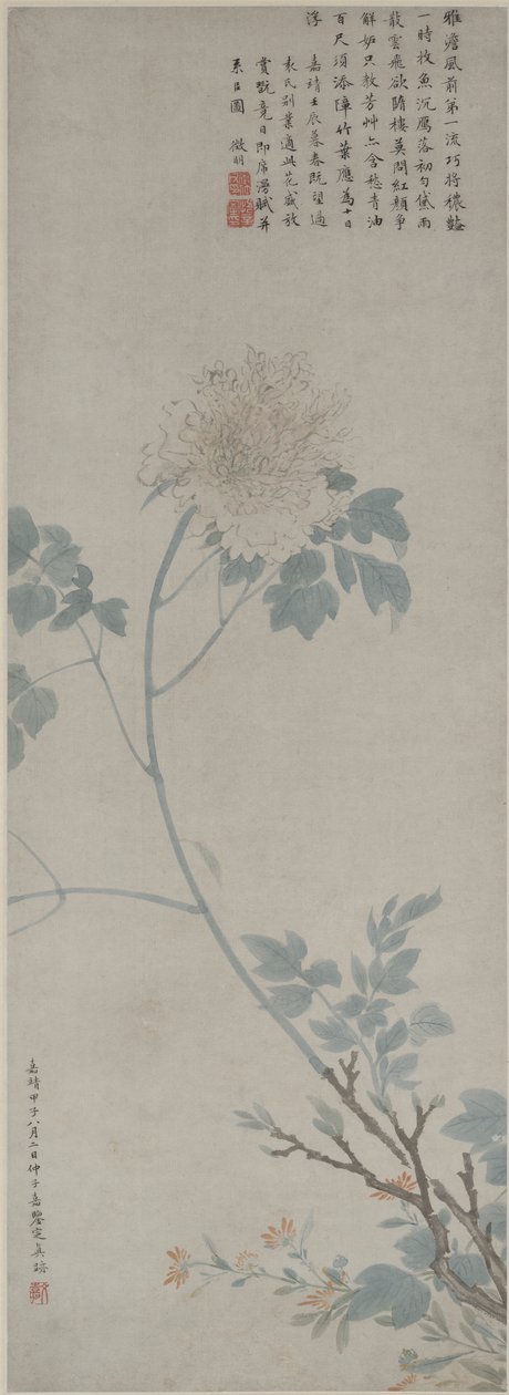 Pfingstrose, Hängende Schriftrolle, 1532 von Wen Zhengming