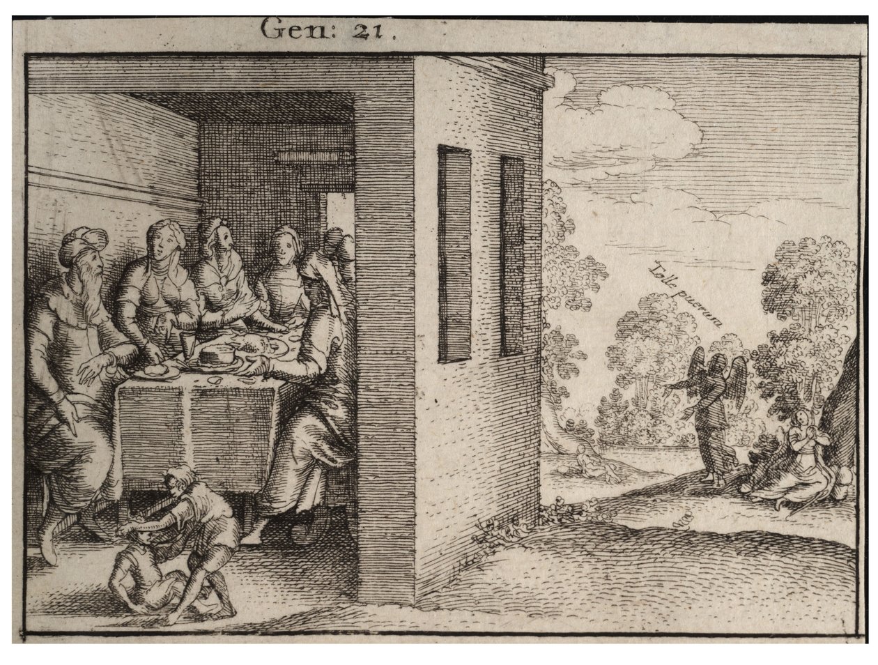 Abrahams Festmahl. Zustand 1 von Wenceslaus Hollar