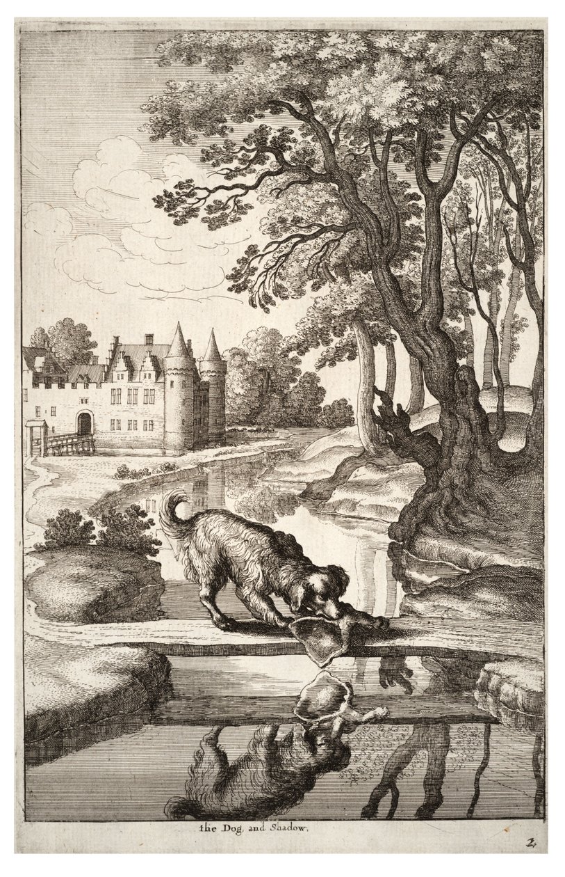Der Hund und sein Spiegelbild von Wenceslaus Hollar