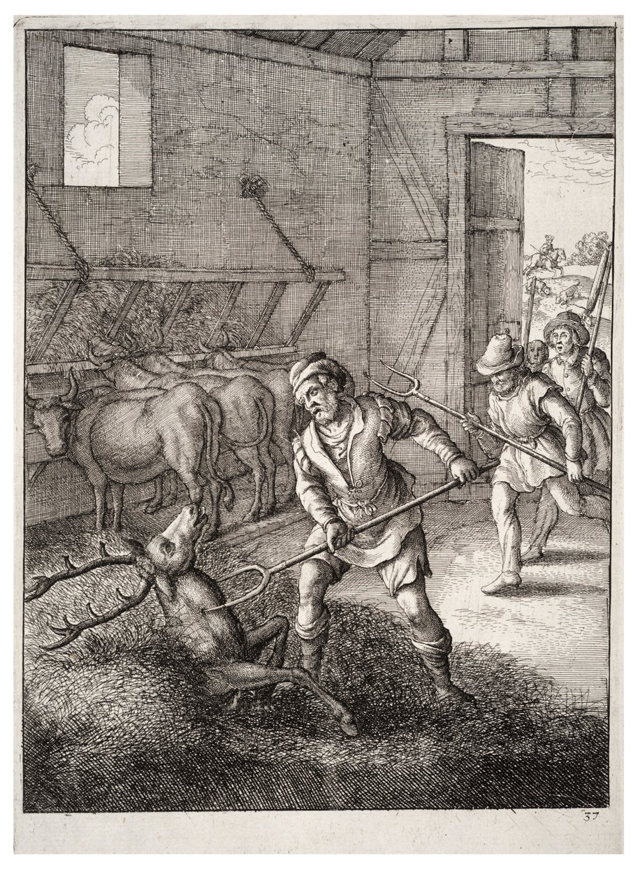 Der Hirsch im Kuhstall von Wenceslaus Hollar