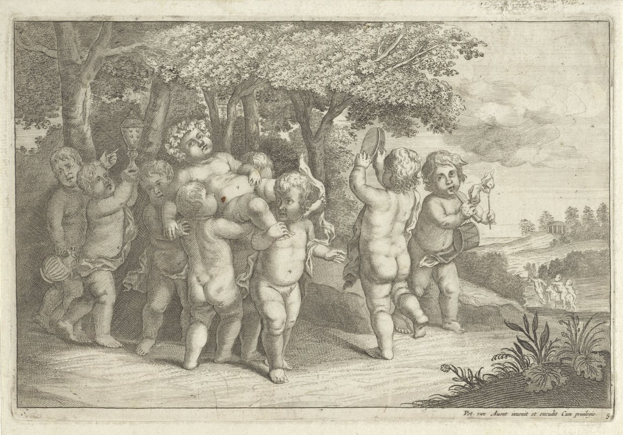 Musizierende und tanzende Jungen tragen einen Bacchanten von Wenceslaus Hollar (rejected attribution)