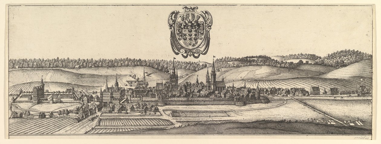 Ansbach und Coburg, Ansicht von zwei Ansichten a&b, 1625-77 von Wenceslaus Hollar