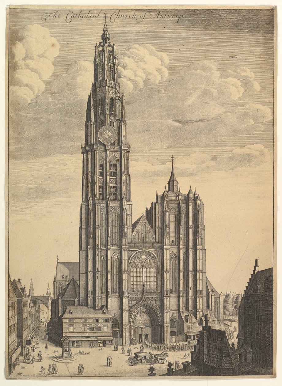 Kathedrale von Antwerpen (Prospekt des Turms der Kathedrale) von Wenceslaus Hollar
