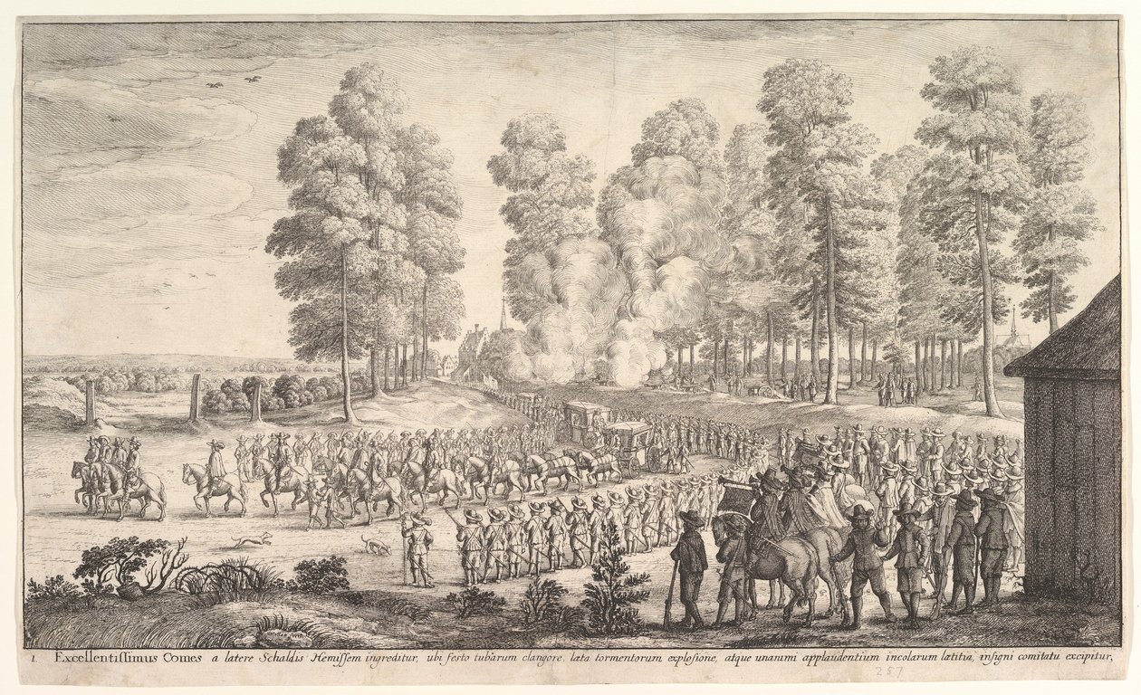 Einzug des Grafen von Thurn und Taxis in Hemissen, ca. 1651 von Wenceslaus Hollar