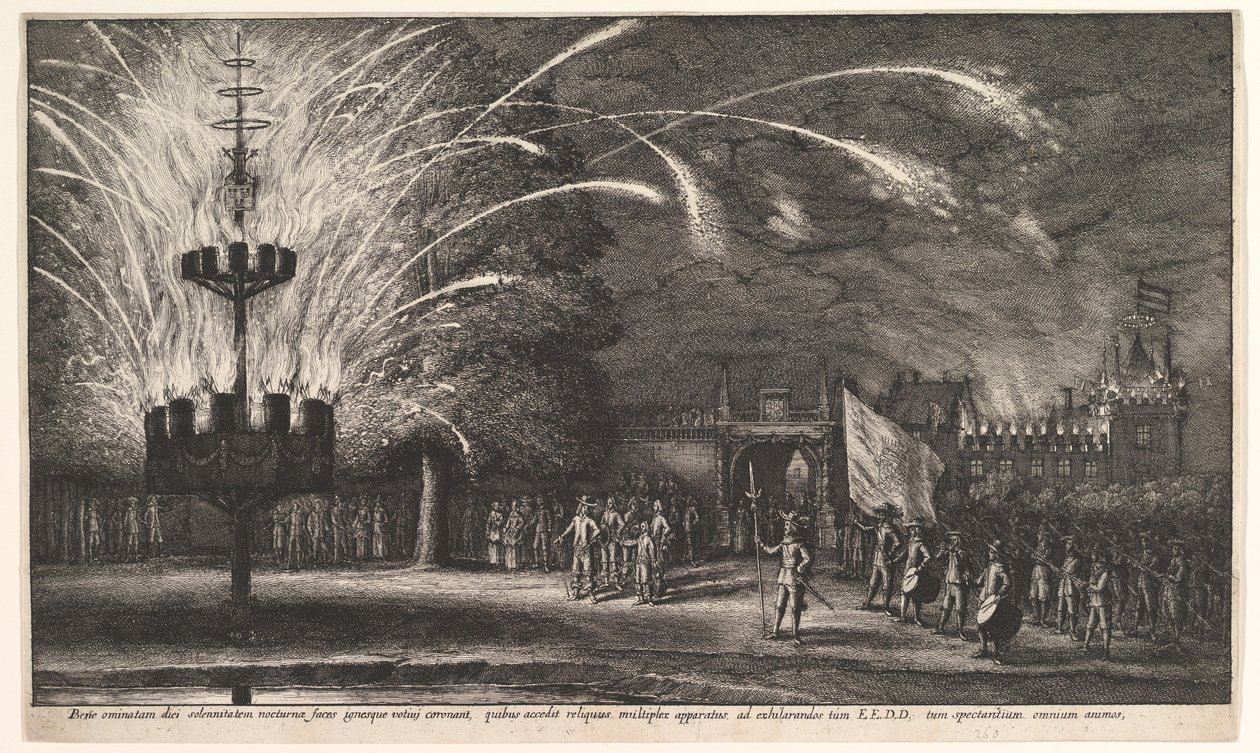 Feuerwerk in Hemissem von Wenceslaus Hollar