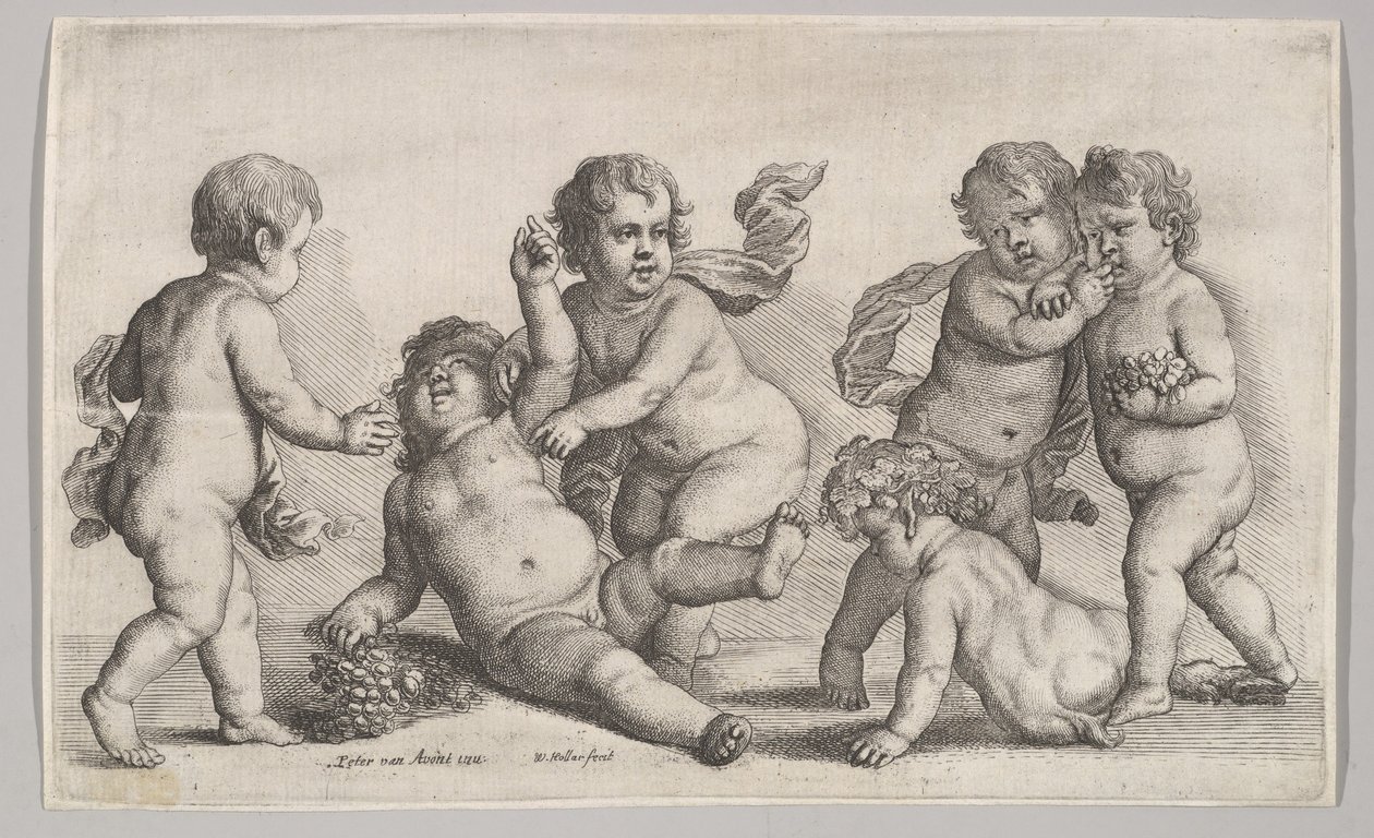 Fünf Jungen und ein Satyr, 1625-77 von Wenceslaus Hollar