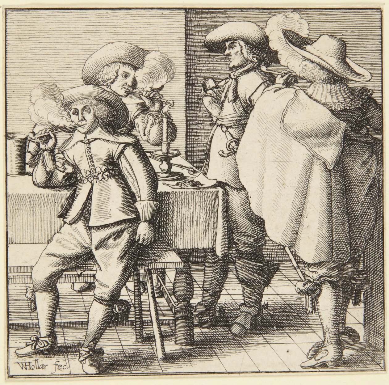 Vier Männer beim Rauchen von Wenceslaus Hollar