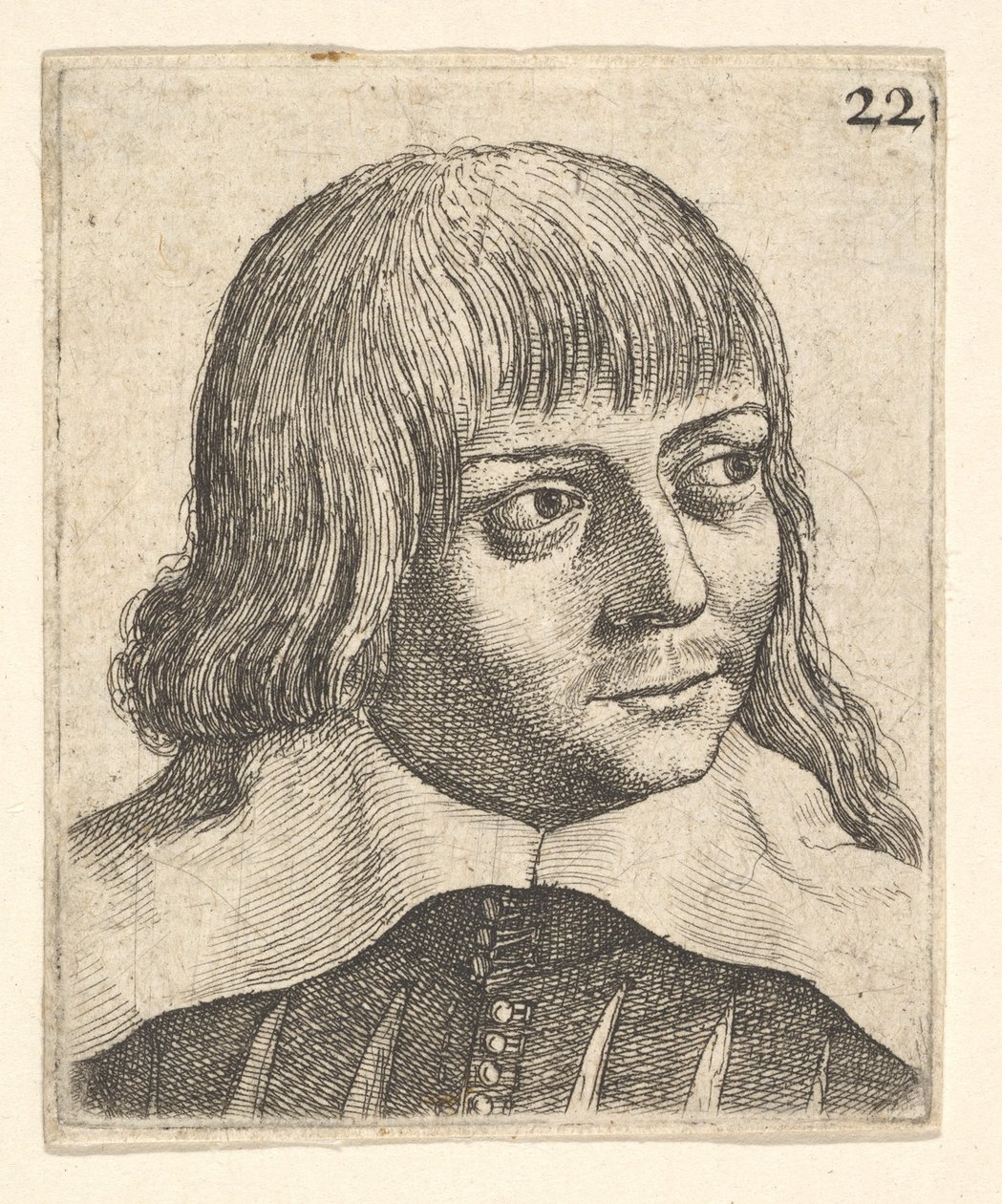 Kopf eines jungen Mannes, leicht nach rechts gedreht, 1625-77 von Wenceslaus Hollar