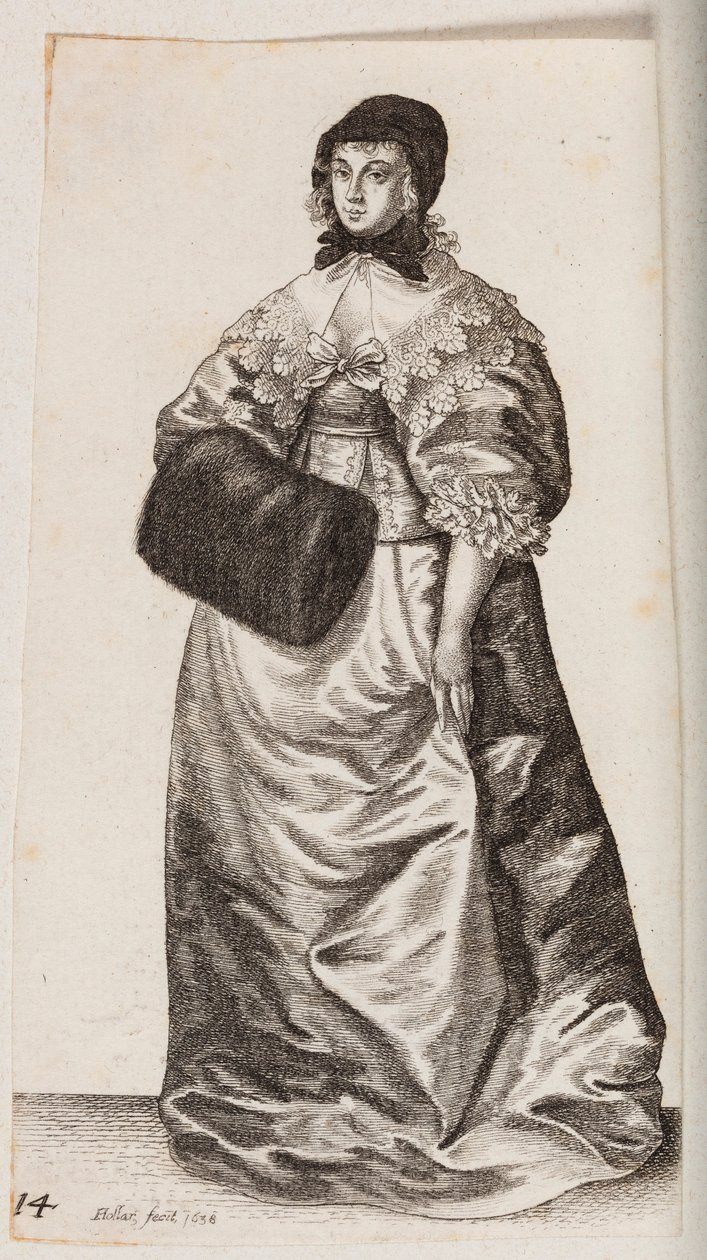 Frau mit Haube und Muff von Wenceslaus Hollar