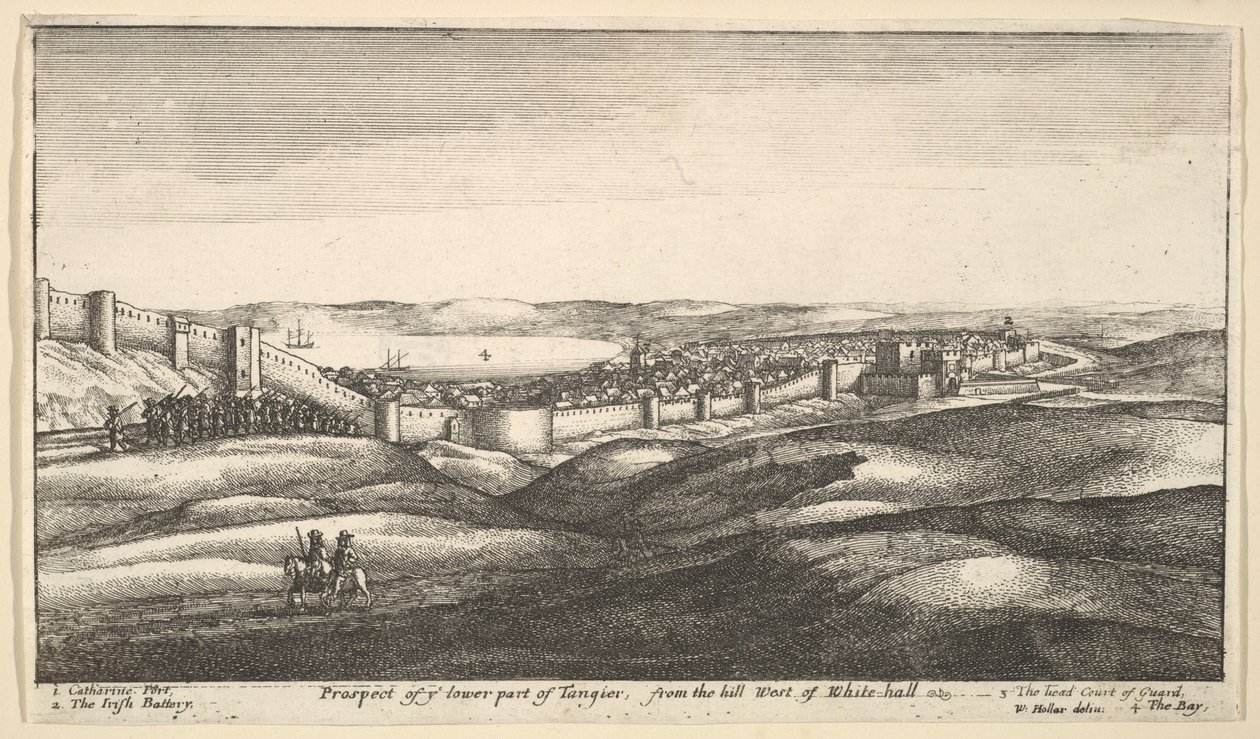 Aussicht auf den unteren Teil von Tanger, vom Hügel westlich von Whitehall, 1669-73 von Wenceslaus Hollar